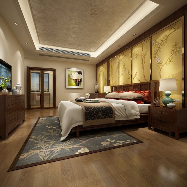 deluxe master bedroom design 106 Model 3D .c4d .max .obj .3ds .fbx .stl .blend