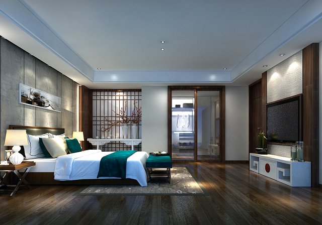 deluxe master bedroom design 110 Model 3D .c4d .max .obj .3ds .fbx .stl .blend