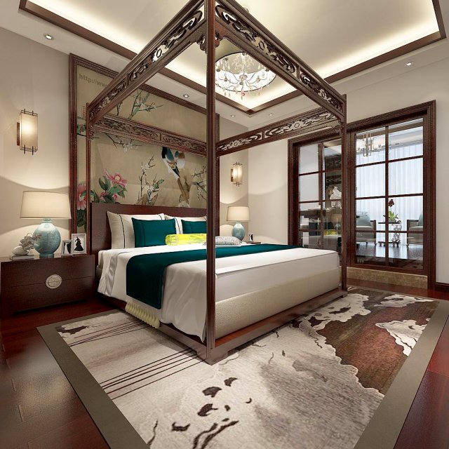 deluxe master bedroom design 114 3D Модель .c4d .max .obj .3ds .fbx .stl .blend 