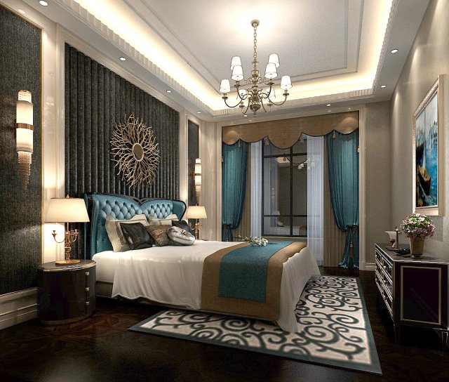 deluxe master bedroom design 119 3D Модель .c4d .max .obj .3ds .fbx .stl .blend 