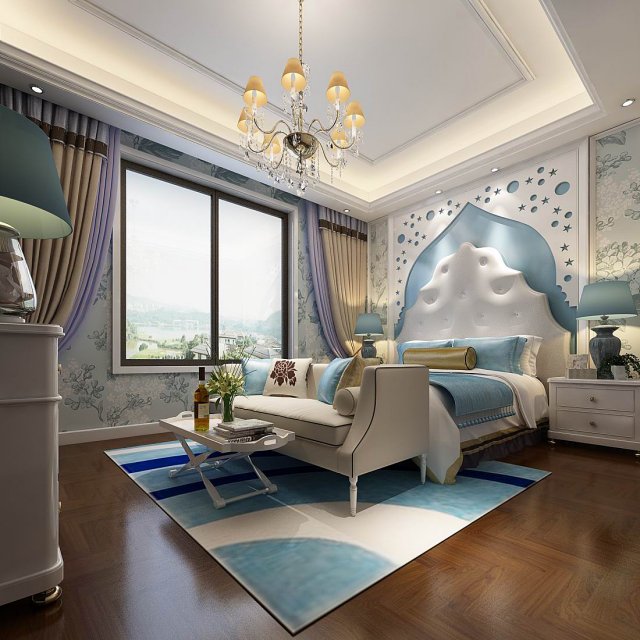 deluxe master bedroom design 121 Modèle 3D .c4d .max .obj .3ds .fbx .stl .blend 