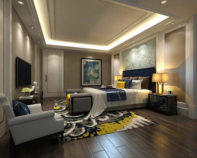 deluxe master bedroom design 125 Modèle 3D .c4d .max .obj .3ds .fbx .stl .blend 