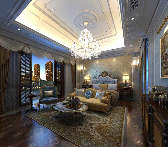 deluxe master bedroom design 127 Modelo 3D .c4d .max .obj .3ds .fbx .stl .blend