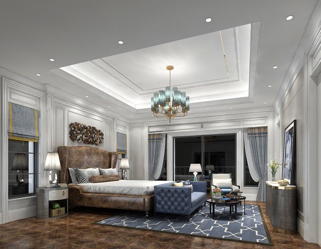 deluxe master bedroom design 128 Model 3D .c4d .max .obj .3ds .fbx .stl .blend