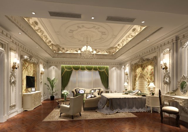 deluxe master bedroom design 134 3D Model .c4d .max .obj .3ds .fbx .stl .blend 