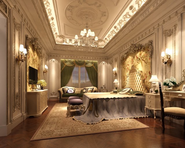 deluxe master bedroom design 135 3D Model .c4d .max .obj .3ds .fbx .stl .blend