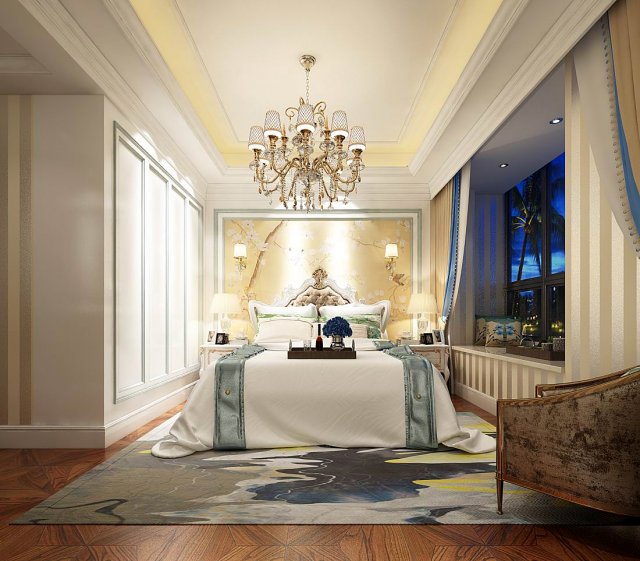 deluxe master bedroom design 140 3D 모델 .c4d .max .obj .3ds .fbx .stl .blend 