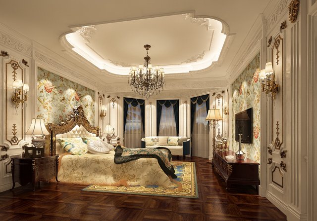 deluxe master bedroom design 143 3D 모델 .c4d .max .obj .3ds .fbx .stl .blend
