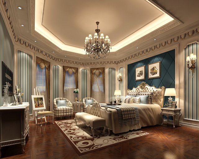 deluxe master bedroom design 147 3D Model .c4d .max .obj .3ds .fbx .stl .blend 