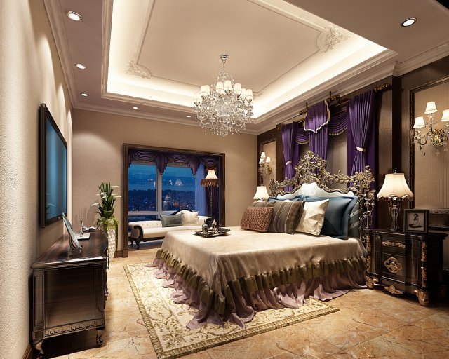 deluxe master bedroom design 148 3D Model .c4d .max .obj .3ds .fbx .stl .blend