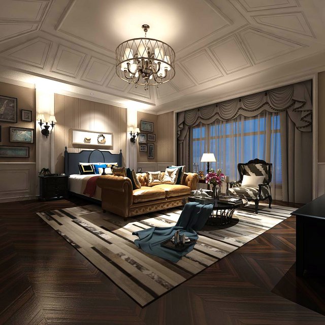 deluxe master bedroom design 152 3D 모델 .c4d .max .obj .3ds .fbx .stl .blend 