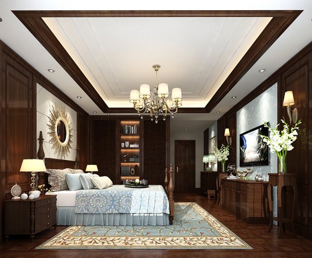 deluxe master bedroom design 155 3D Модель .c4d .max .obj .3ds .fbx .stl .blend 