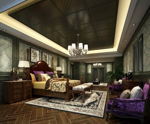 deluxe master bedroom design 156 3D Model .c4d .max .obj .3ds .fbx .stl .blend 