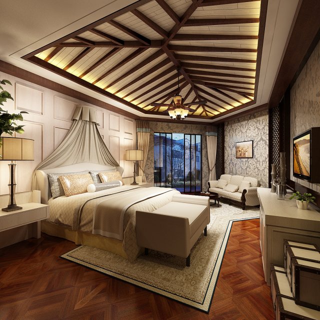 deluxe master bedroom design 159 3D 모델 .c4d .max .obj .3ds .fbx .stl .blend