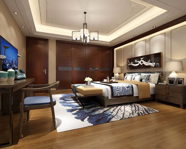 deluxe master bedroom design 172 3D Model .c4d .max .obj .3ds .fbx .stl .blend 