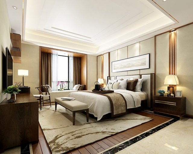 deluxe master bedroom design 174 Model 3D .c4d .max .obj .3ds .fbx .stl .blend 
