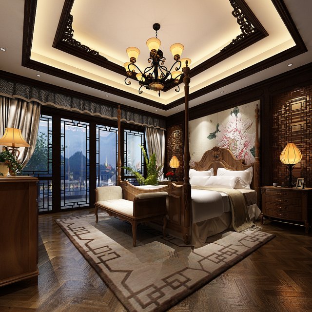 deluxe master bedroom design 178 3D Model .c4d .max .obj .3ds .fbx .stl .blend 