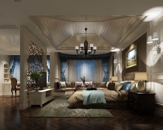 deluxe master bedroom design 180 3D-Modell .c4d .max .obj .3ds .fbx .stl .blend 