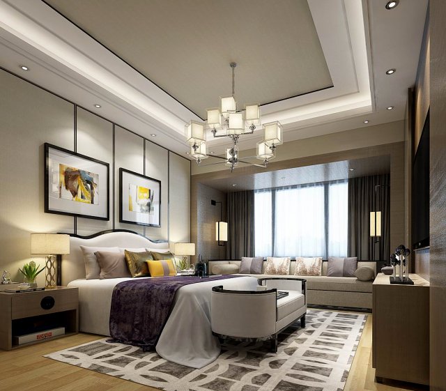 deluxe master bedroom design 181 3D 모델 .c4d .max .obj .3ds .fbx .stl .blend 