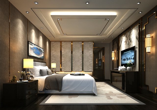 deluxe master bedroom design 184 3D Model .c4d .max .obj .3ds .fbx .stl .blend 