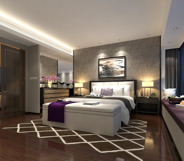 deluxe master bedroom design 187 3D Model .c4d .max .obj .3ds .fbx .stl .blend 
