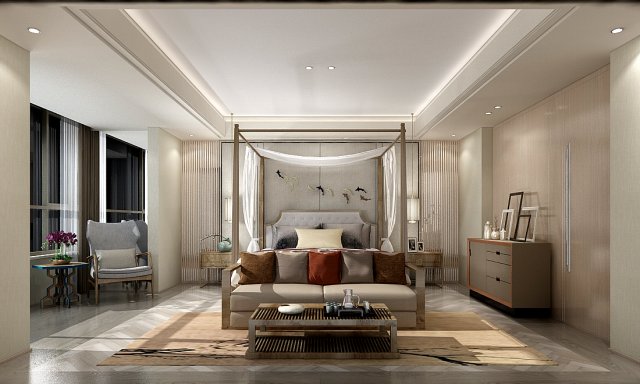 deluxe master bedroom design 188 3D Model .c4d .max .obj .3ds .fbx .stl .blend 