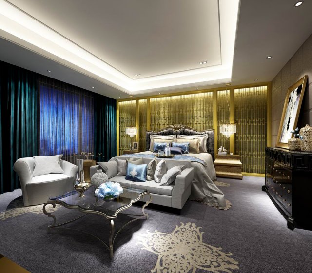 deluxe master bedroom design 194 Modelo 3D .c4d .max .obj .3ds .fbx .stl .blend 
