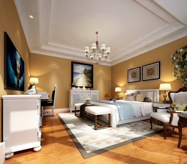 deluxe master bedroom design 197 3D Model .c4d .max .obj .3ds .fbx .stl .blend 
