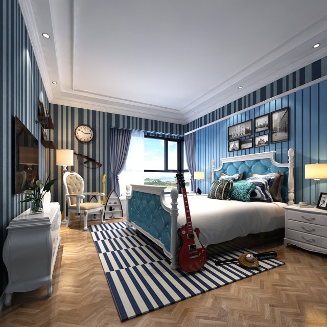 deluxe master bedroom design 199 Modello 3D .c4d .max .obj .3ds .fbx .stl .blend 