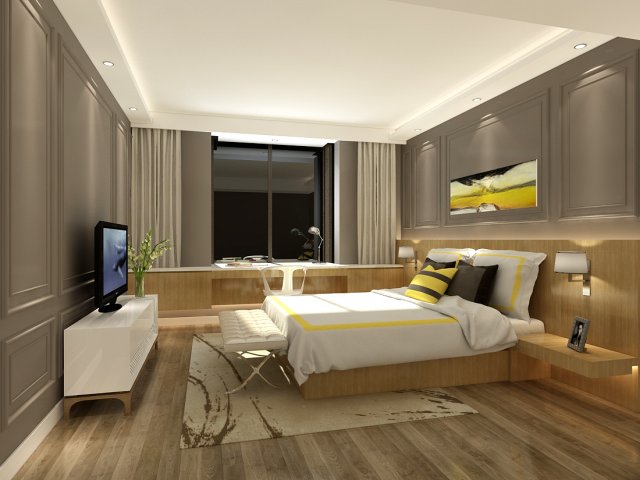 deluxe master bedroom design 207 3D Модель .c4d .max .obj .3ds .fbx .stl .blend 