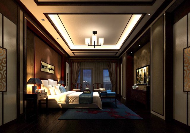 deluxe master bedroom design 96 3D 모델 .c4d .max .obj .3ds .fbx .stl .blend 