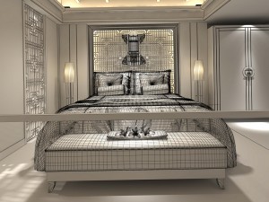 bedroom hotel suites designed a complete 175 3D Модель