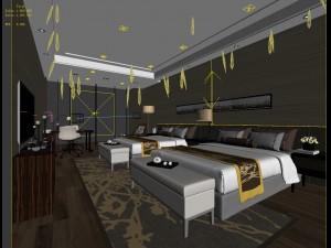 bedroom hotel suites designed a complete 75 3D Model