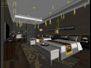 bedroom hotel suites designed a complete 75 3D Model