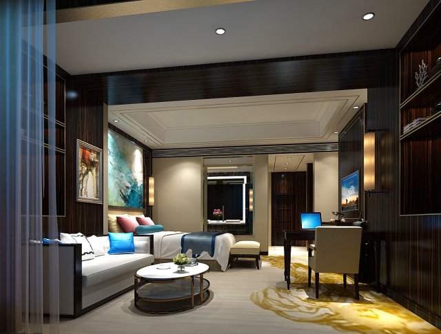 bedroom hotel suites designed a complete 03 Modèle 3D .c4d .max .obj .3ds .fbx .stl .blend 