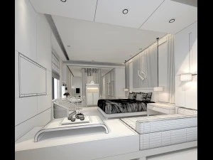 bedroom hotel suites designed a complete 07 3D Model