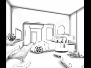 bedroom hotel suites designed a complete 09 3D Model