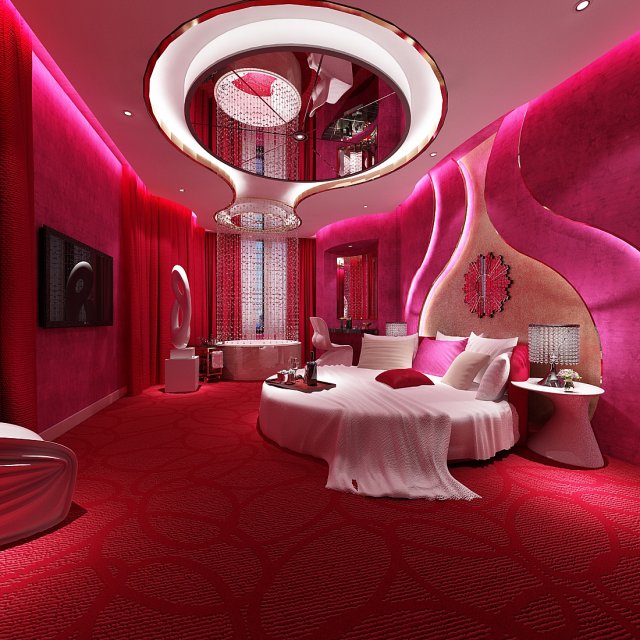 bedroom hotel suites designed a complete 13 3D Model .c4d .max .obj .3ds .fbx .stl .blend 