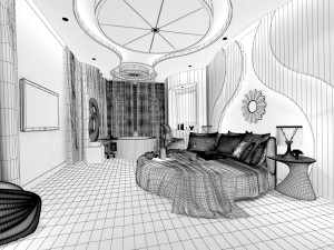 bedroom hotel suites designed a complete 13 3D Model