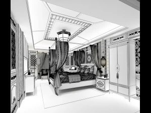 bedroom hotel suites designed a complete 19 3D Model
