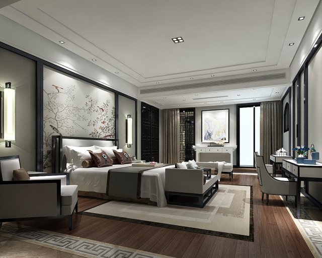 bedroom hotel suites designed a complete 22 3D Model .c4d .max .obj .3ds .fbx .stl .blend 
