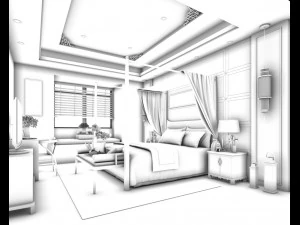 bedroom hotel suites designed a complete 23 3D Model