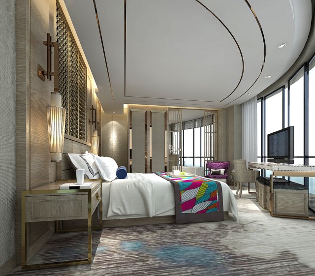bedroom hotel suites designed a complete 26 3D Model .c4d .max .obj .3ds .fbx .stl .blend 