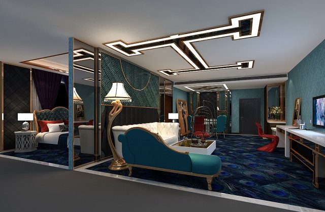 bedroom hotel suites designed a complete 33 3D Model .c4d .max .obj .3ds .fbx .stl .blend 