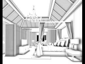 bedroom hotel suites designed a complete 38 3D Model