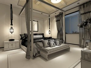 bedroom hotel suites designed a complete 41 3D Model