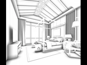 bedroom hotel suites designed a complete 50 3D Model