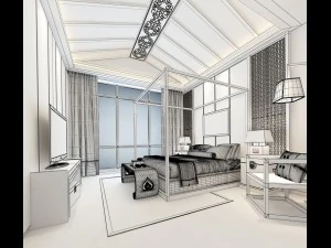 bedroom hotel suites designed a complete 50 3D Model