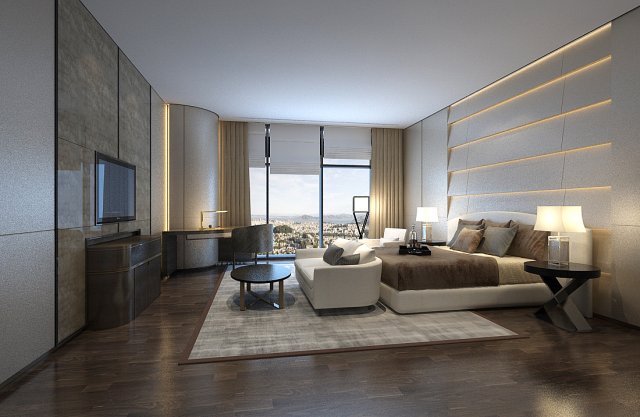 bedroom hotel suites designed a complete 56 3D Модель .c4d .max .obj .3ds .fbx .stl .blend 