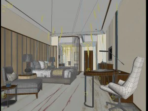bedroom hotel suites designed a complete 63 3D Model